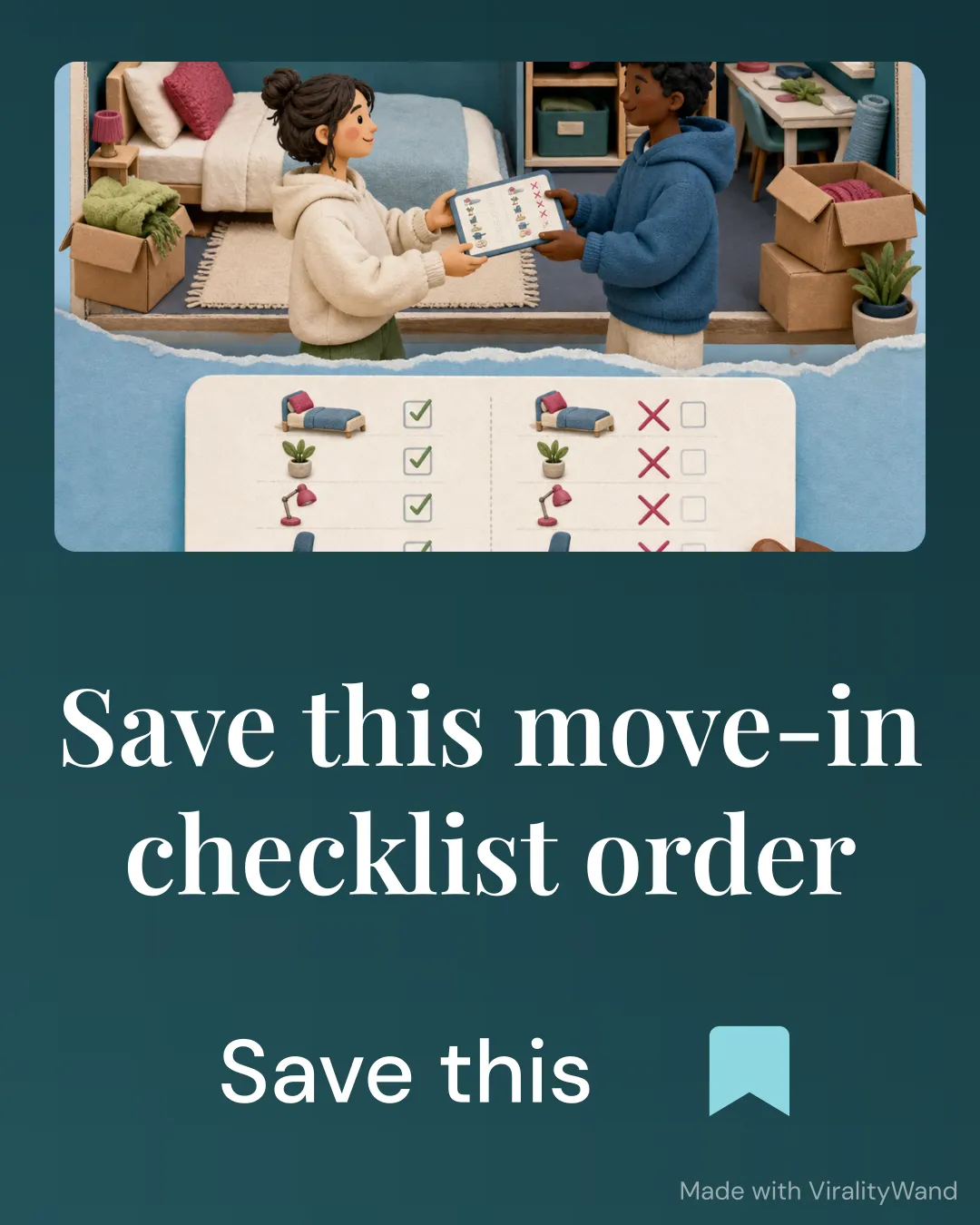 The dorm move-in checklist, slide 6 of 6